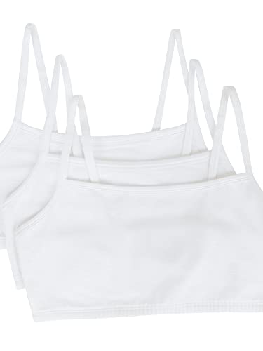 PRODUCTO 764-3 Fruit of The Loom Conjunto de 3 sujetadores deportivos de algodón con tirantes finos para mujer, Blanco/Blanco/Blanco, 38