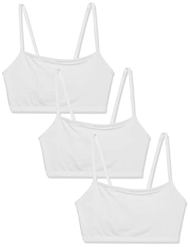 PRODUCTO 764-3 Fruit of The Loom Conjunto de 3 sujetadores deportivos de algodón con tirantes finos para mujer, Blanco/Blanco/Blanco, 38