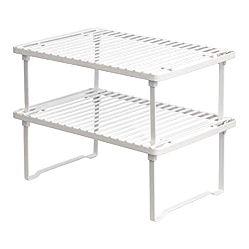 PRODUCTO 626-2 Amazon Basics Estantes apilables de metal para almacenamiento de cocina, juego de 2 - Blanco, 12.5" de largo x 8" de profundidad x 4.5" de alto