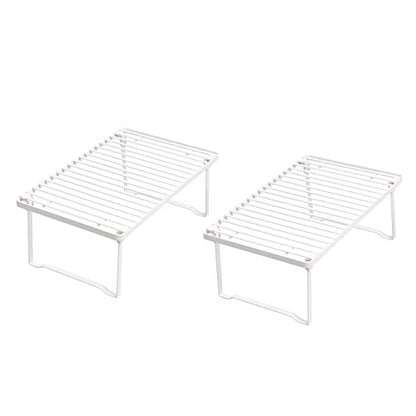 PRODUCTO 626-2 Amazon Basics Estantes apilables de metal para almacenamiento de cocina, juego de 2 - Blanco, 12.5" de largo x 8" de profundidad x 4.5" de alto