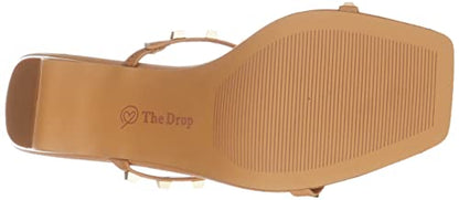 PRODUCTO 696-2 The Drop Sandalia de tacón alto con dos correas y punta cuadrada Avery para mujer, Doe Tan con tachuelas, 8