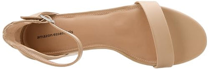 PRODUCTO 763-2 Amazon Essentials Sandalia de tacón con dos correas para mujer, piel sintética beige, 7