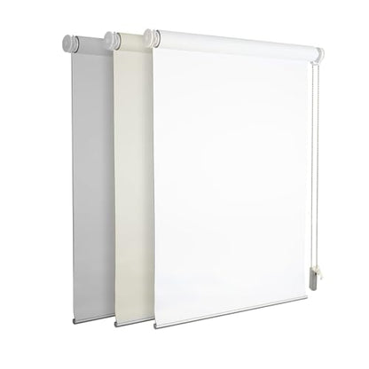 PRODUCTO 694 Cortina enrollable 100% opaca HidPriva | Instalación sin taladros ni herramientas | Protección UV | Tela de fácil cuidado | Estor Enrollable para Ventanas y Puertas | Persiana desplegable para ventana - Blanco (38" An x 78" Alto)