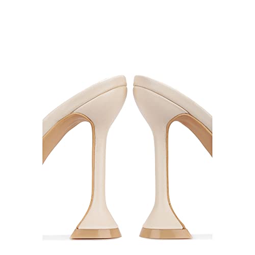 PRODUCTO 646-1 Cape Robbin Lithe Tacones altos sexys para mujer, zapatos de tacón cuadrados con punta abierta - Blanco roto Talla 8