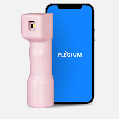 PRODUCTO 651 Plegium Smart Red UV Dye Autodefensa Spray GPS gratuito Textos de emergencia Seguimiento en vivo - Identificador criminal, llavero sin spray de pimienta para mujeres y hombres, Bluetooth, sirena perforadora, luz estroboscópica LED, rosa