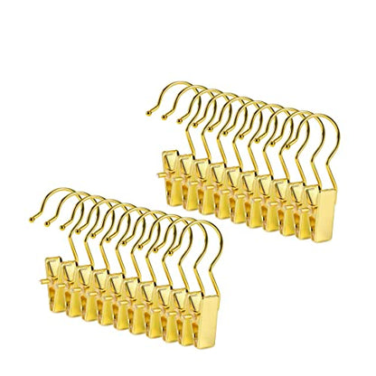 PRODUCTO 793 Paquete de 24 clips dorados para botas para armario, perchas doradas para botas con ganchos, ganchos para lavandería, pinzas para ropa, perchas portátiles de viaje para sombreros, toallas, sujetadores, calcetines (oro, paquete de 24)