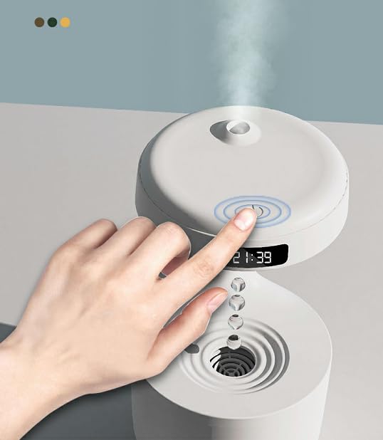 PRODUCTO 637-6 Humidificador antigravedad con pantalla de reloj LED, humidificador ultrasónico por goteo de agua, difusor de aromaterapia de niebla fría, humidificador de gotas de agua flotante, difusor de nube de lluvia, gota de agua levitante