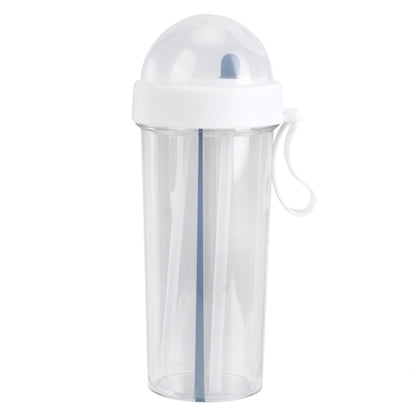 PRODUCTO 803-1 Vaso de agua con pajita Innovadora botella de agua de doble uso con pajita y asa portátil Botella deportiva duradera Botella para beber para el hogar, al aire libre, camping y deportes, capacidad de 600 ml (blanco)