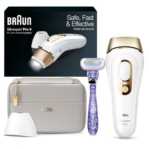 PRODUCTO 678 Dispositivo de depilación láser de larga duración Braun IPL para mujeres y hombres, Silk Expert Pro5 PL5157, alternativa segura y prácticamente indolora a la depilación láser de salón, cuerpo completo, con afeitadora Venus y estuche de lujo