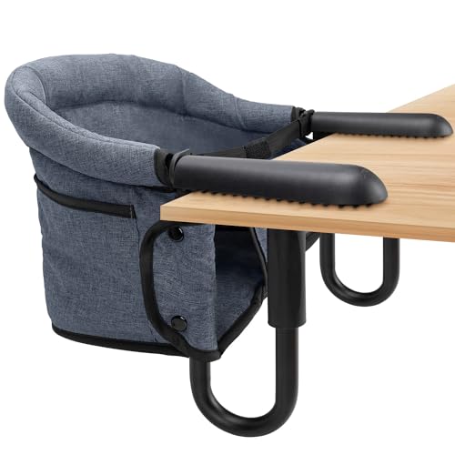 PRODUCTO 734 Silla con gancho, trona portátil con bolsa de almacenamiento: silla con gancho, clip y mesa rápida con asiento extraíble para el hogar y los viajes