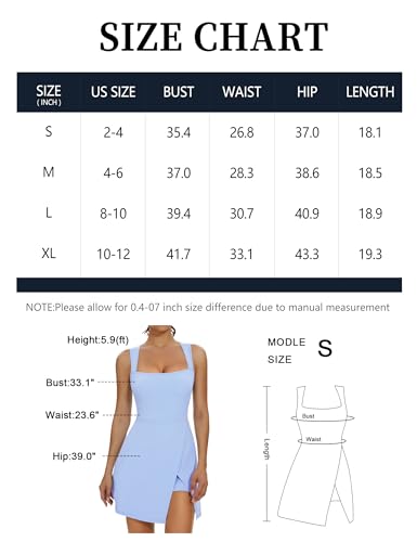 PRODUCTO 752 Fengbay Vestidos de tenis para mujer Vestido de entrenamiento de línea A con pantalones cortos Vestido falda pantalón Acitve con abertura Azul claro L