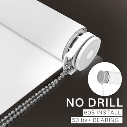 PRODUCTO 694 Cortina enrollable 100% opaca HidPriva | Instalación sin taladros ni herramientas | Protección UV | Tela de fácil cuidado | Estor Enrollable para Ventanas y Puertas | Persiana desplegable para ventana - Blanco (38" An x 78" Alto)