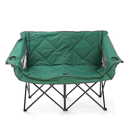 PRODUCTO 667 ARROWHEAD OUTDOOR Silla plegable portátil para acampar doble dúo Loveseat con soporte para 2 tazas y copas de vino, bolsa de transporte resistente, asientos y apoyabrazos acolchados, soporta hasta 500 libras, soporte con sede en EE. UU.