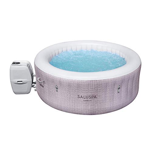 PRODUCTO 631 Bestway SaluSpa Cancún AirJet Bañera de hidromasaje inflable para 2 a 4 personas, spa portátil redondo para exteriores de 71 x 26 pulgadas con 120 chorros relajantes y cubierta, gris