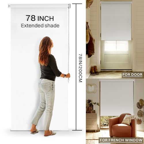 PRODUCTO 694 Cortina enrollable 100% opaca HidPriva | Instalación sin taladros ni herramientas | Protección UV | Tela de fácil cuidado | Estor Enrollable para Ventanas y Puertas | Persiana desplegable para ventana - Blanco (38" An x 78" Alto)