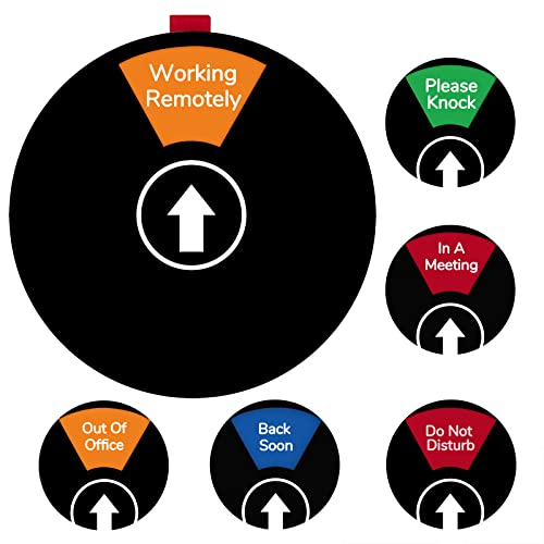PRODUCTO 637-2 Señal de privacidad de oficina de 6 opciones, señal giratoria para colgar en la puerta, señal de fuera de la oficina, 6 pulgadas, negro y plateado