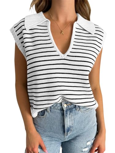 PRODUCTO 706-2 Yousify Suéteres sin mangas para mujer Moda Solapa Cuello en V Camisetas sin mangas Blusas holgadas S