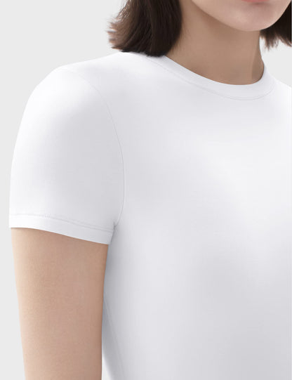 PRODUCTO 763-1 PUMIEY Tops para mujer Body de manga corta Body de moda para mujer Salpicado Blanco Grande