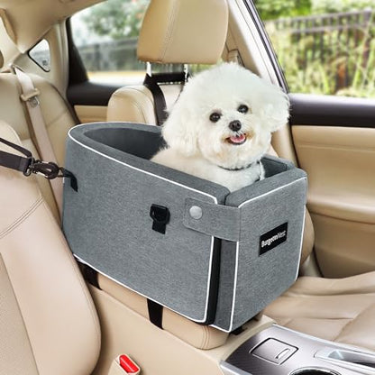 PRODUCTO 633-1 Asiento para perros , asiento elevador  con consola central con paquete lateral, asiento de automóvil mejorado para mascotas con cinturones de seguridad de doble protección, cojín lavable, correa de seguridad y bolsillo de almacenamiento