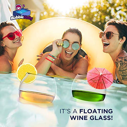 PRODUCTO 709 Copas de vino flotantes para piscina (18 oz | Juego de 2) que flotan | Copas de vino irrompibles junto a la piscina | Copa flotante | Vidrio de playa | Copas de vino de plástico Tritan para exteriores con vástago