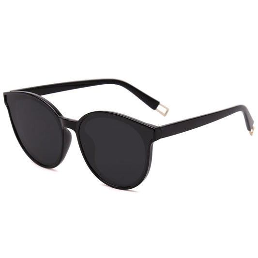 PRODUCTO 774-4 SOJOS Gafas de sol redondas de moda para mujeres y hombres, gafas de sol vintage de gran tamaño SJ2057, negro/gris