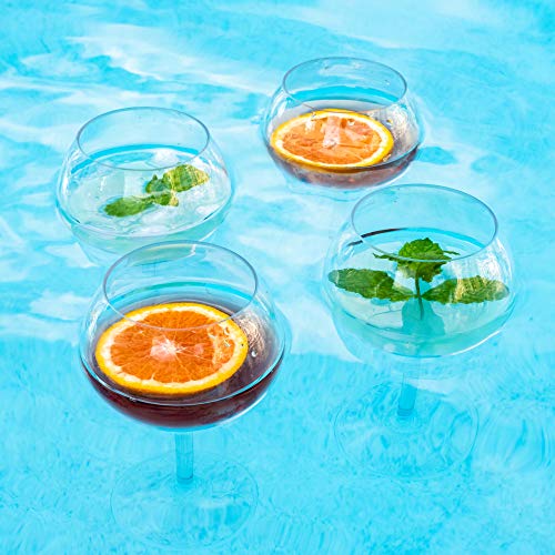 PRODUCTO 709 Copas de vino flotantes para piscina (18 oz | Juego de 2) que flotan | Copas de vino irrompibles junto a la piscina | Copa flotante | Vidrio de playa | Copas de vino de plástico Tritan para exteriores con vástago