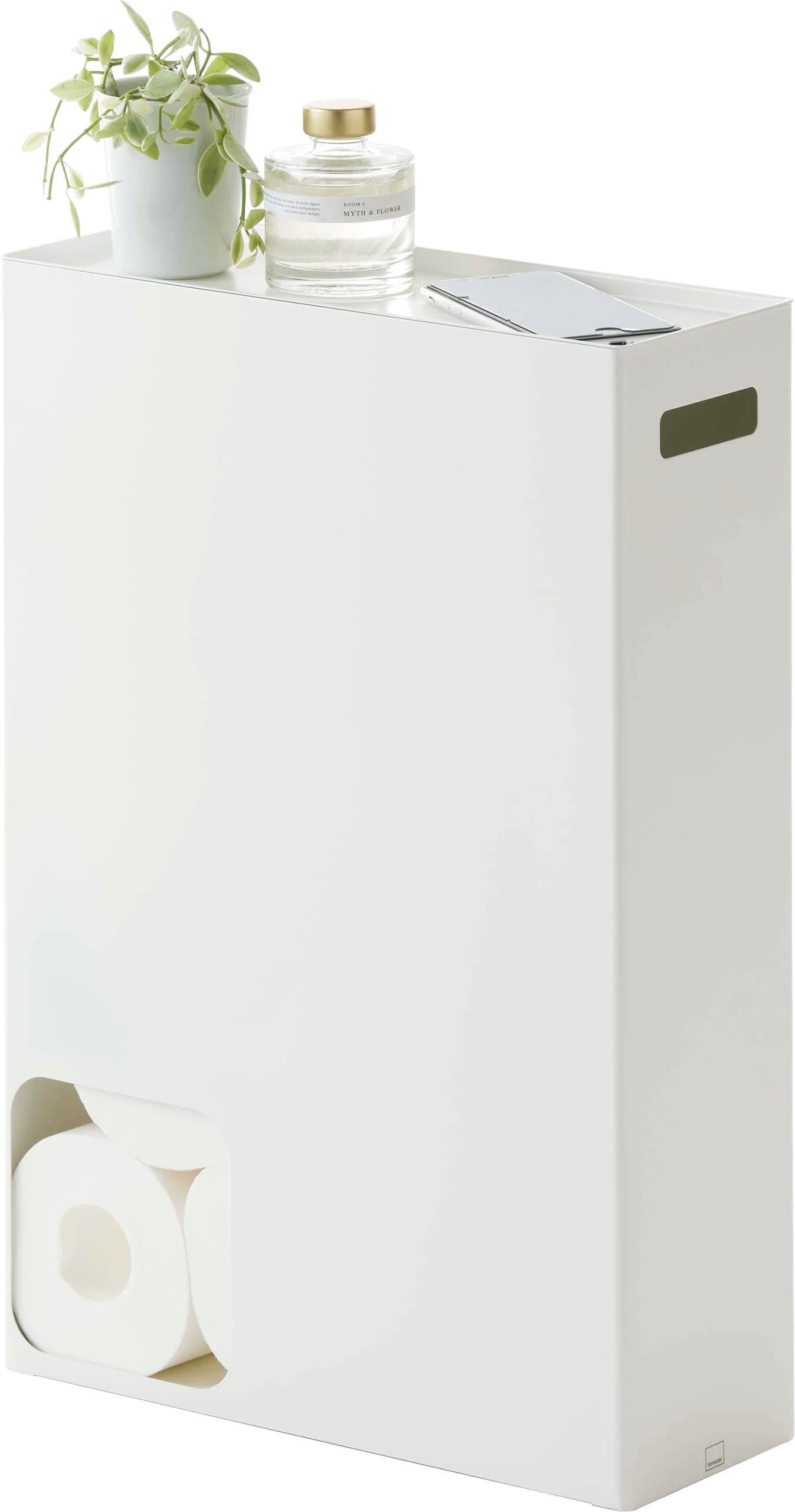 PRODUCTO 799 Yamazaki Home Tower, carrito de baño delgado con ruedas y asa, color blanco Home 2294 Dispensador organizador de almacenamiento de papel higiénico, talla única, blanco