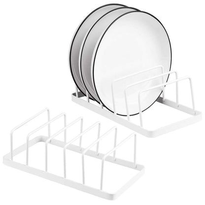 PRODUCTO 648-2 Tomorotec Escurridor de platos para platos, paquete de 2, soporte para tapas de ollas de cocina de acero de aleación, estante para secar platos, soporte para escurridor, organizador de gabinete multifuncional