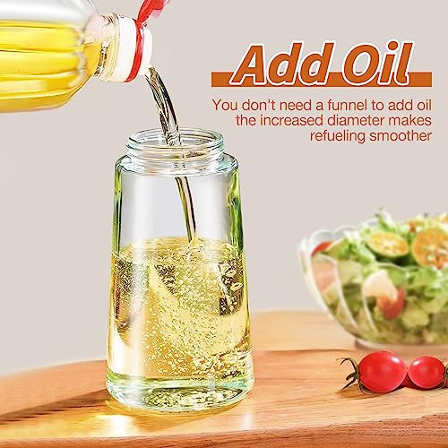 PRODUCTO 715-1 Pulverizador de aceite para cocinar, Botella dispensadora de aceite de oliva 2 en 1 para cocina, Botella de aceite de vidrio premium de 17 oz/500 ml, Aceite de grado alimenticio para freidora, ensalada, freír, barbacoa (blanco cremoso)