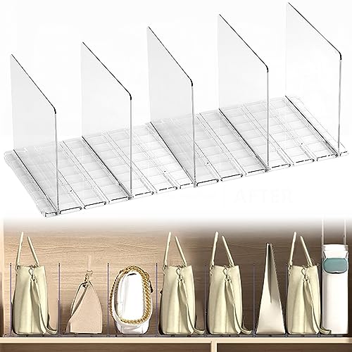 PRODUCTO 626 Fuhomtre Separadores de estantes de acrílico para armarios, divisores de estantes altos para organización de armarios, separadores de estantes de madera, para dormitorio, cocina, organizador ordenado de ropa, bolso, libro, platos, 5 unidades