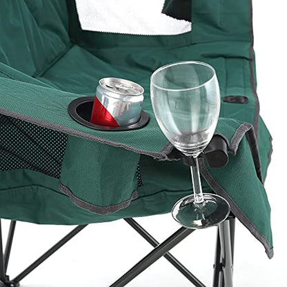 PRODUCTO 667 ARROWHEAD OUTDOOR Silla plegable portátil para acampar doble dúo Loveseat con soporte para 2 tazas y copas de vino, bolsa de transporte resistente, asientos y apoyabrazos acolchados, soporta hasta 500 libras, soporte con sede en EE. UU.