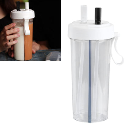 PRODUCTO 803-1 Vaso de agua con pajita Innovadora botella de agua de doble uso con pajita y asa portátil Botella deportiva duradera Botella para beber para el hogar, al aire libre, camping y deportes, capacidad de 600 ml (blanco)