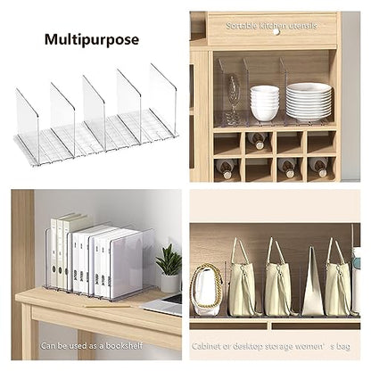 PRODUCTO 626 Fuhomtre Separadores de estantes de acrílico para armarios, divisores de estantes altos para organización de armarios, separadores de estantes de madera, para dormitorio, cocina, organizador ordenado de ropa, bolso, libro, platos, 5 unidades