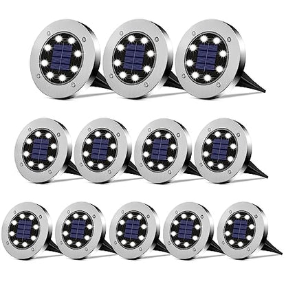 PRODUCTO 729-2 DUUDO Luces solares de suelo, luces solares impermeables para jardín, luces de camino al aire libre, luces brillantes en el suelo, iluminación de paisaje para patio, terraza, césped, patio, entrada, pasarela, luz blanca, paquete de 12