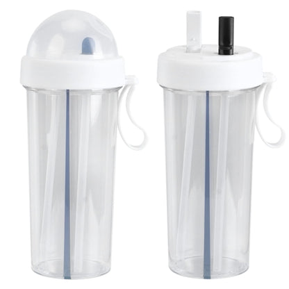 PRODUCTO 803-1 Vaso de agua con pajita Innovadora botella de agua de doble uso con pajita y asa portátil Botella deportiva duradera Botella para beber para el hogar, al aire libre, camping y deportes, capacidad de 600 ml (blanco)