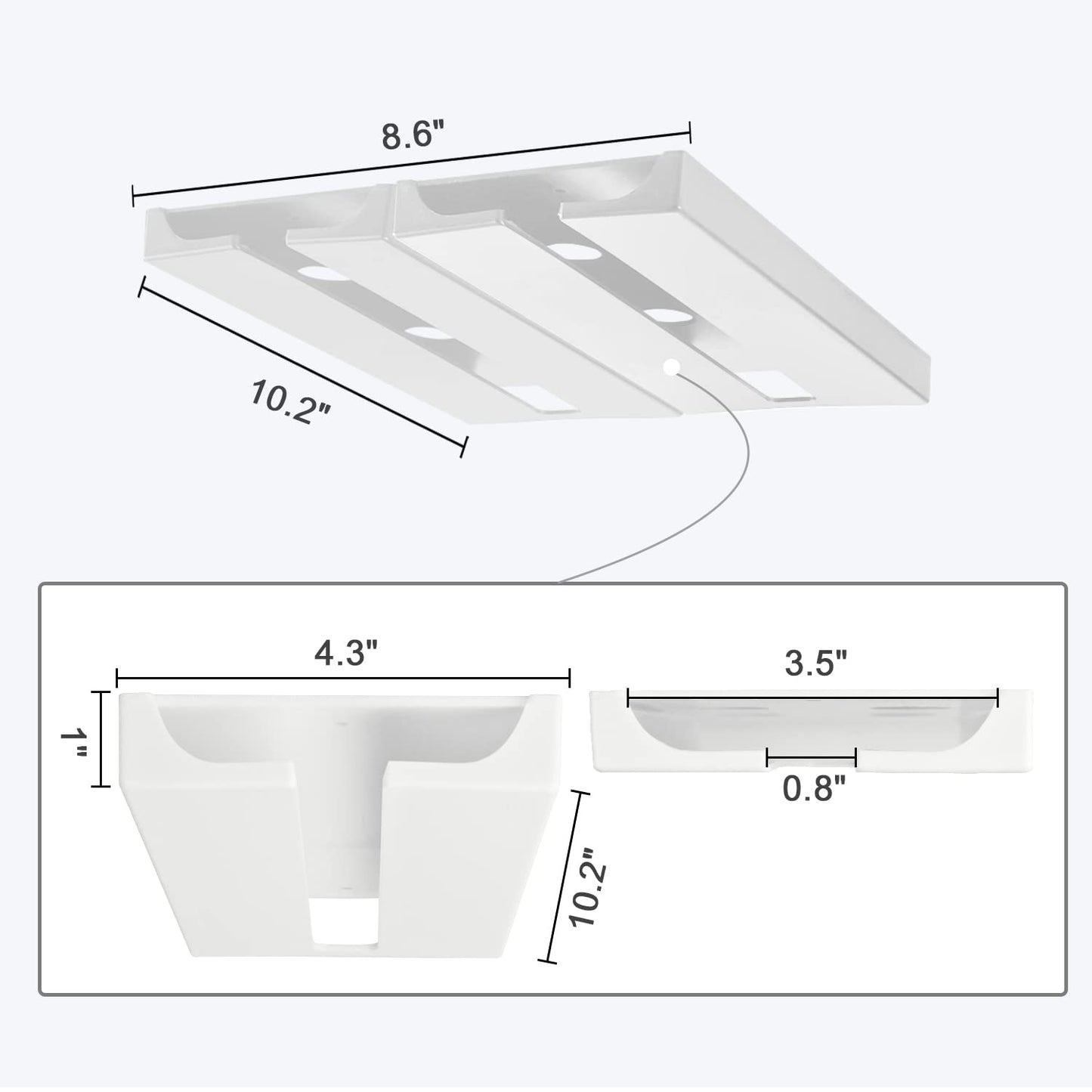 PRODUCTO 648-1 PTBeenta Estante de plástico para copas de vino, soporte para copas de vino sin perforación debajo del estante y gabinete, colgador organizador para copas colgantes para gabinete de bar, cocina, paquete de 2, blanco, 2 posavasos incluidos