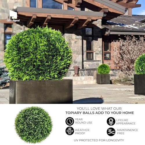 PRODUCTO 677  365 Curb Appeal Bolas de topiario XL de 23" (cedro (ciprés), 1 bola de topiario (2 mitades))