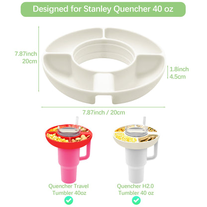 PRODUCTO 805 Tazón de refrigerio para taza Stanley, bandeja de silicona compatible con vaso Stanley Cup Quencher 1.0/2.0 de 40 oz con asa, recipiente de refrigerio reutilizable para el hogar, anillo de refrigerio para accesorios de taza Stanley