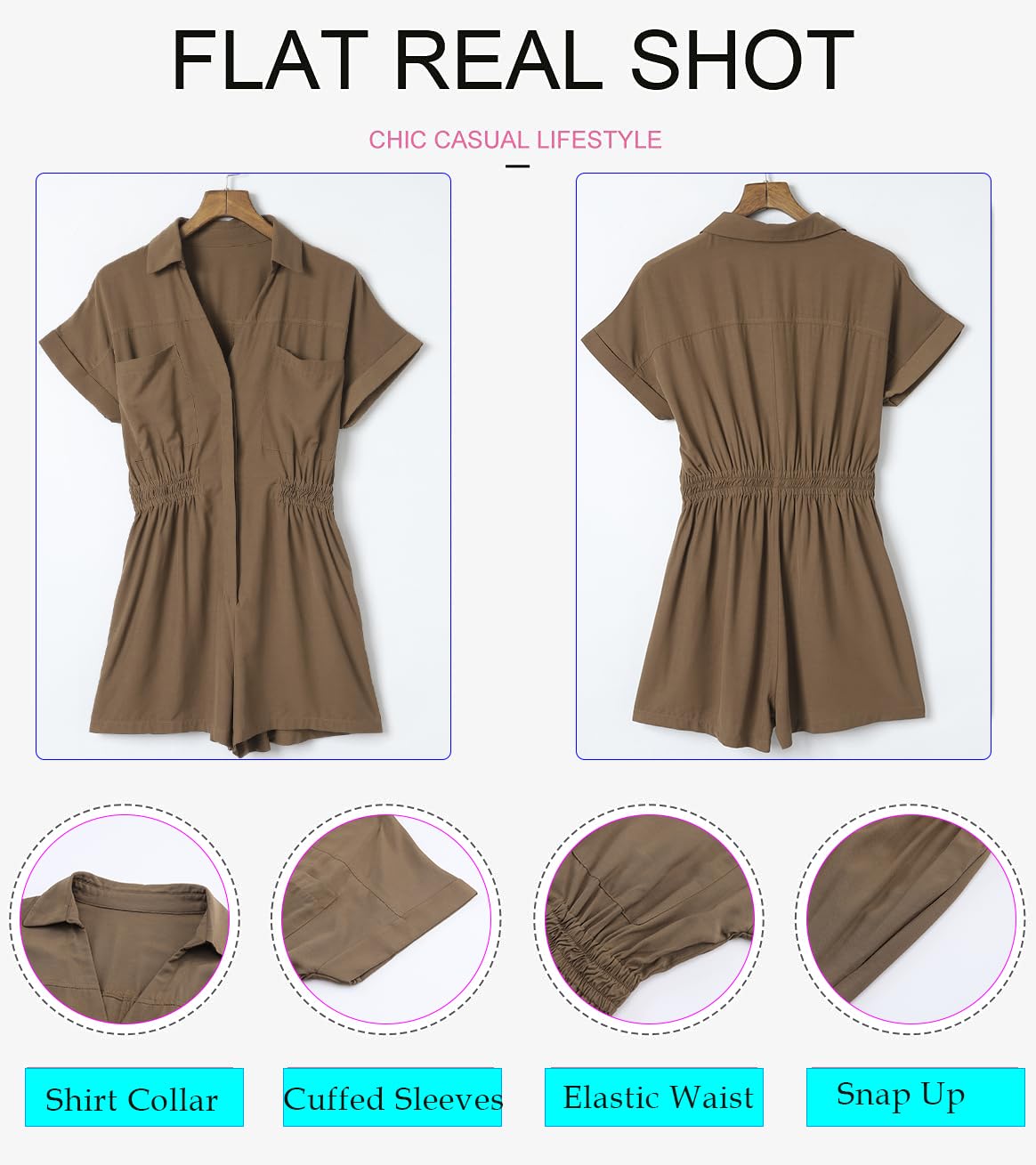 Dokotoo Girls Cargo Romper One Piece Wide Leg Jumpsuit Sexy Wedding Playsuits with Pocket Plus Size for Summer,Brown Small