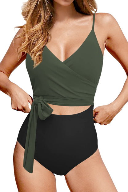 PRODUCTO 753 Upopby Trajes de baño sexy de una pieza para mujer Monokini Talla grande Traje de baño con control de barriga Trajes de baño recortados de talle alto Verde Negro L