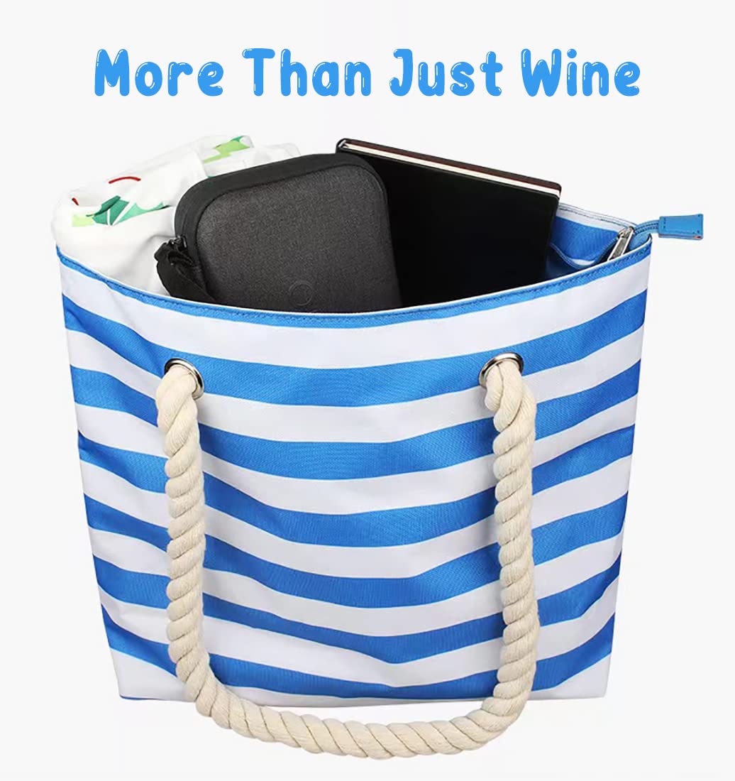 PRODUCTO 720 Famolay Bolsa para vino de playa, bolsa enfriadora de vino, portamonedas aislado a prueba de fugas con compartimentos ocultos con pico, capacidad para 2 botellas de vino para viajes, restaurante BYOB, fiesta, cena