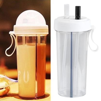 PRODUCTO 803-1 Vaso de agua con pajita Innovadora botella de agua de doble uso con pajita y asa portátil Botella deportiva duradera Botella para beber para el hogar, al aire libre, camping y deportes, capacidad de 600 ml (blanco)