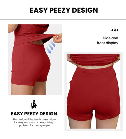 PRODUCTO 644 Vestidos de tenis deportivos Easy Peezy para mujer con bolsillos para sujetador integrados en pantalones cortos - para ejercicios de golf