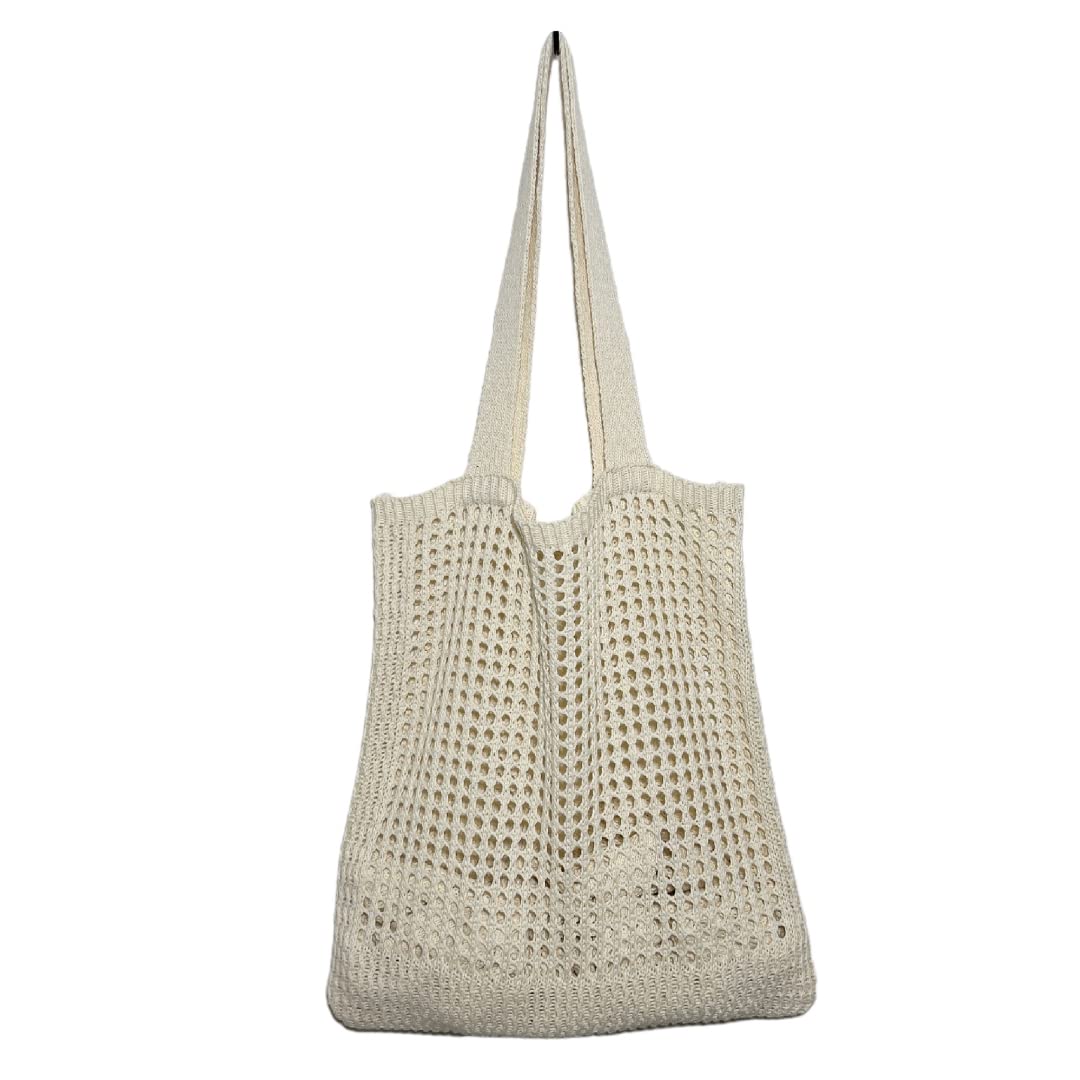 PRODUCTO 753-2 GGOOB Bolso de mano de playa Estético Chica de coco Bolso de mano estético Bolso de playa de ganchillo Bolso de playa pequeño Bolso de playa lindo (Beige)