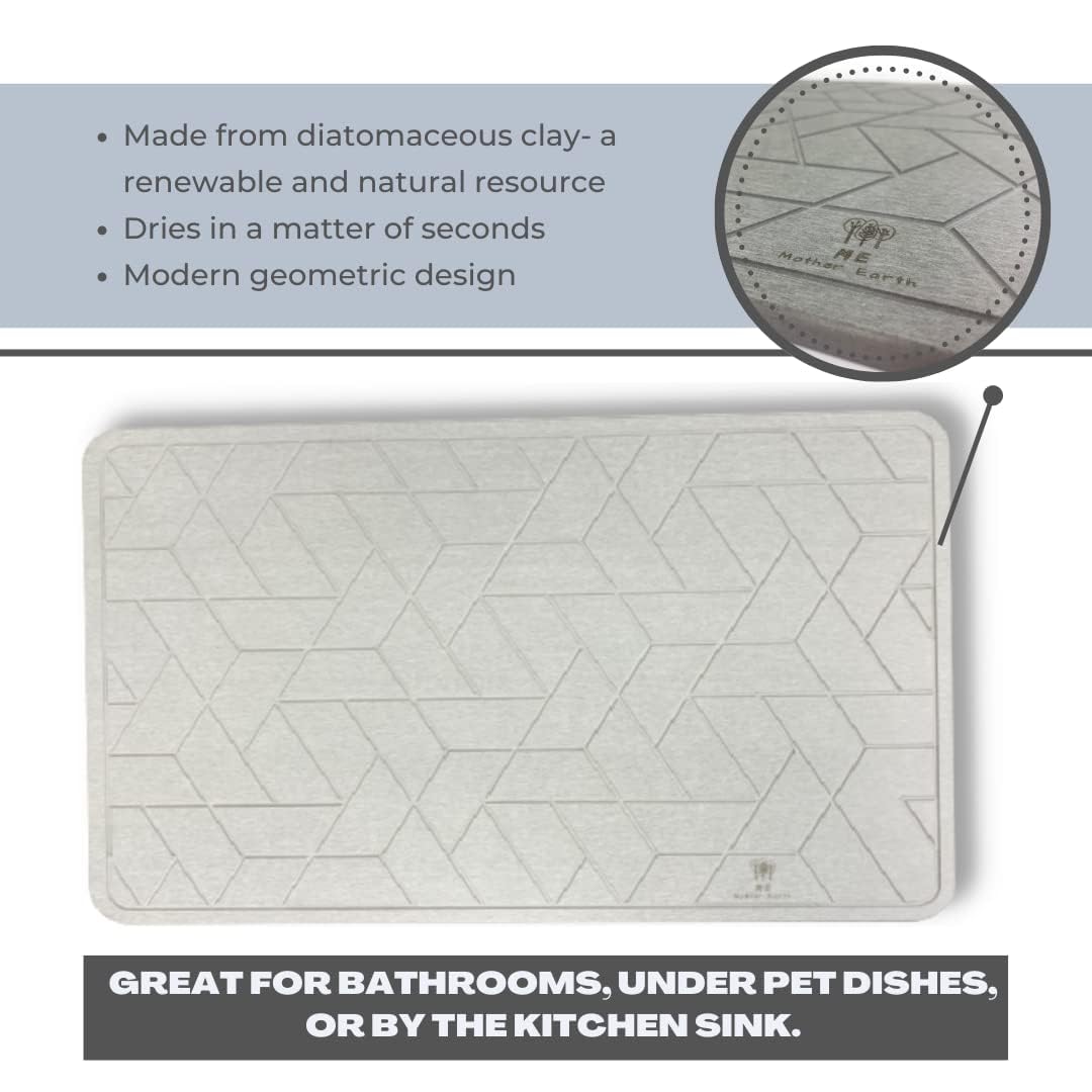 PRODUCTO 785 ME MOTHER EARTH Estera de secado de platos para baño y cocina, de secado rápido, con tierra de diatomeas, almohadilla súper absorbente, ecológica, fácil de limpiar, sostenible, gris claro