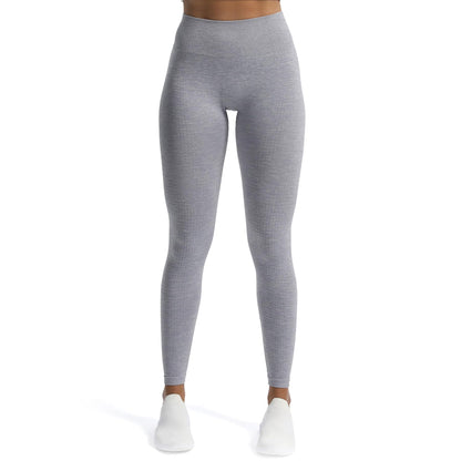 PRODUCTO 643-1 Aoxjox Leggings de cintura alta para entrenamiento, gimnasio, vitales, sin costuras, pantalones de yoga (gris ahumado jaspeado, extragrande)