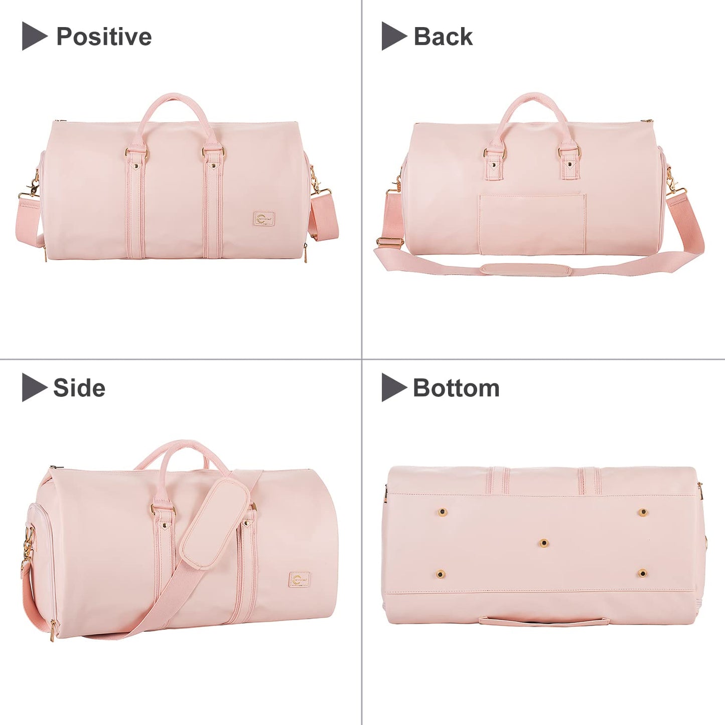 PRODUCTO 649 Bolsa de ropa convertible para mujer, bolsas de ropa de cuero para viajes con bolsa para zapatos, maleta colgante 2 en 1, bolsa de traje para mujer, bolsas de viaje para mujer, bolsa de lona, bolsa de ropa, regalos para mujer, color rosa