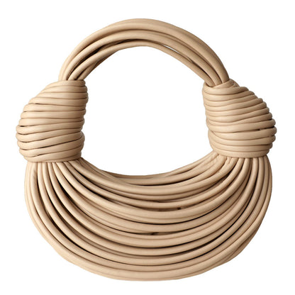 PRODUCTO 696-1 Bolso de mano tejido a mano para mujer con asa superior, bolso bandolera, bolso creativo para fideos, bolso para las axilas (albaricoque)