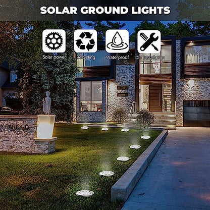 PRODUCTO 729-2 DUUDO Luces solares de suelo, luces solares impermeables para jardín, luces de camino al aire libre, luces brillantes en el suelo, iluminación de paisaje para patio, terraza, césped, patio, entrada, pasarela, luz blanca, paquete de 12