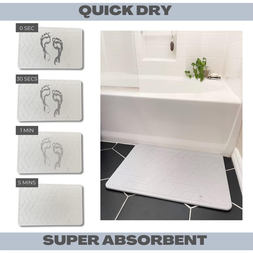 PRODUCTO 785 ME MOTHER EARTH Estera de secado de platos para baño y cocina, de secado rápido, con tierra de diatomeas, almohadilla súper absorbente, ecológica, fácil de limpiar, sostenible, gris claro